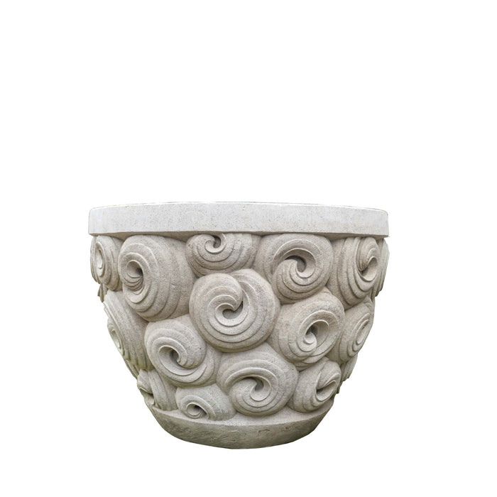 Jersiah grey carved cement floor planter