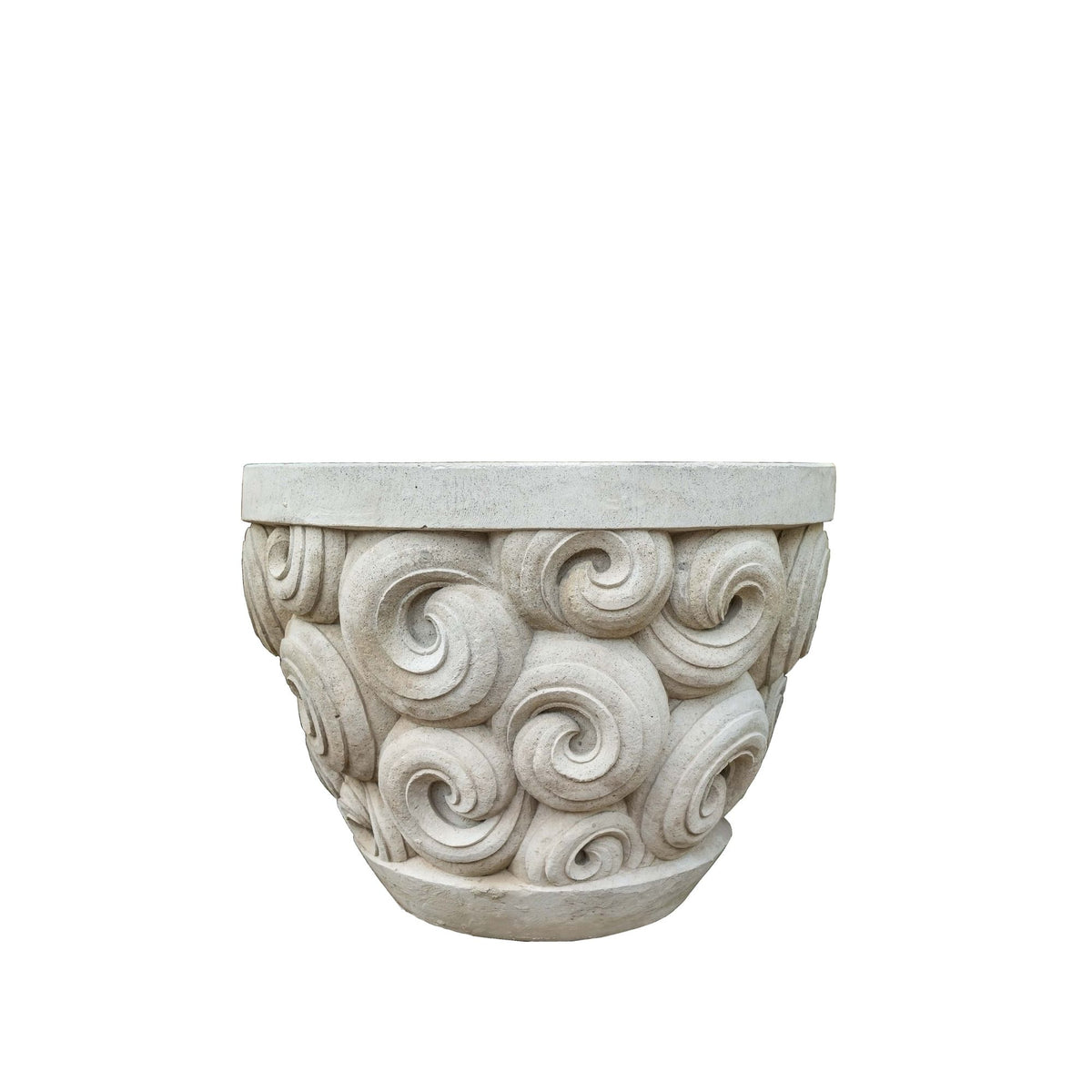 Jersiah grey carved cement planter