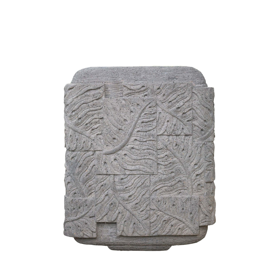Blayd grey palm-leaf carved square planter