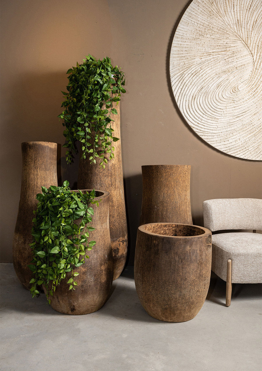Jamez natural palm wood planter, small