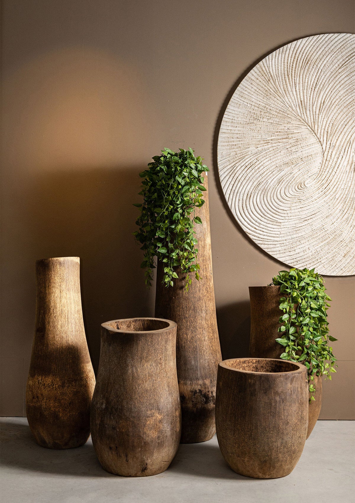 Jamez natural palm wood planter, small