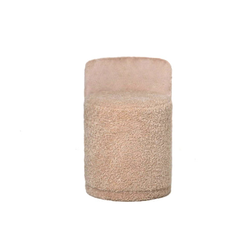 Brandon beige fabric round pouffe with backrest