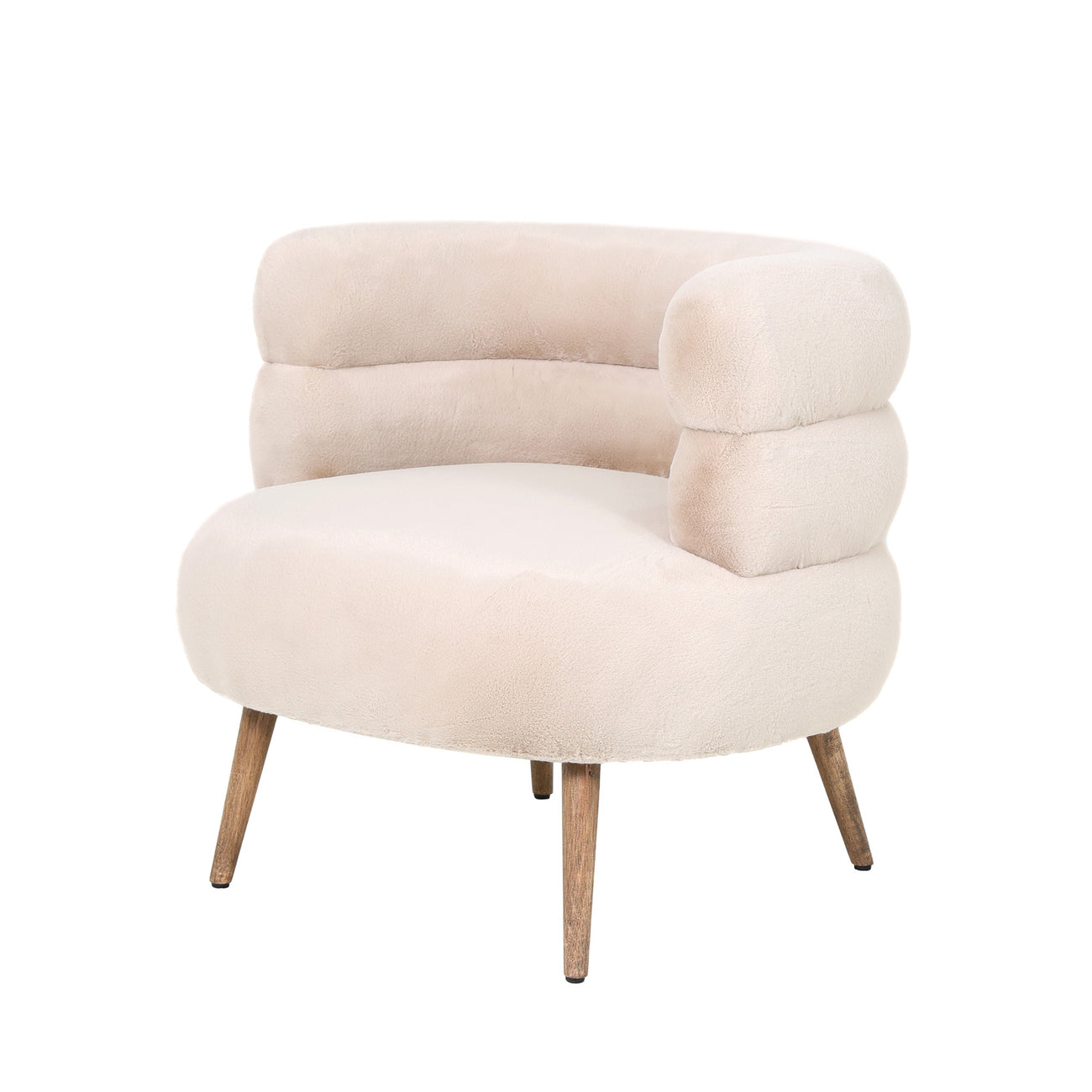 Nelly beige faux fur tub armchair