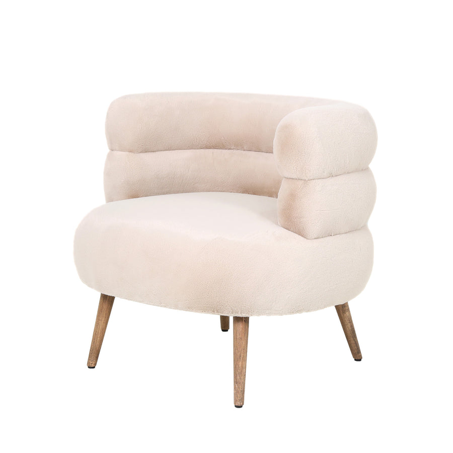 Nelly beige faux fur tub armchair