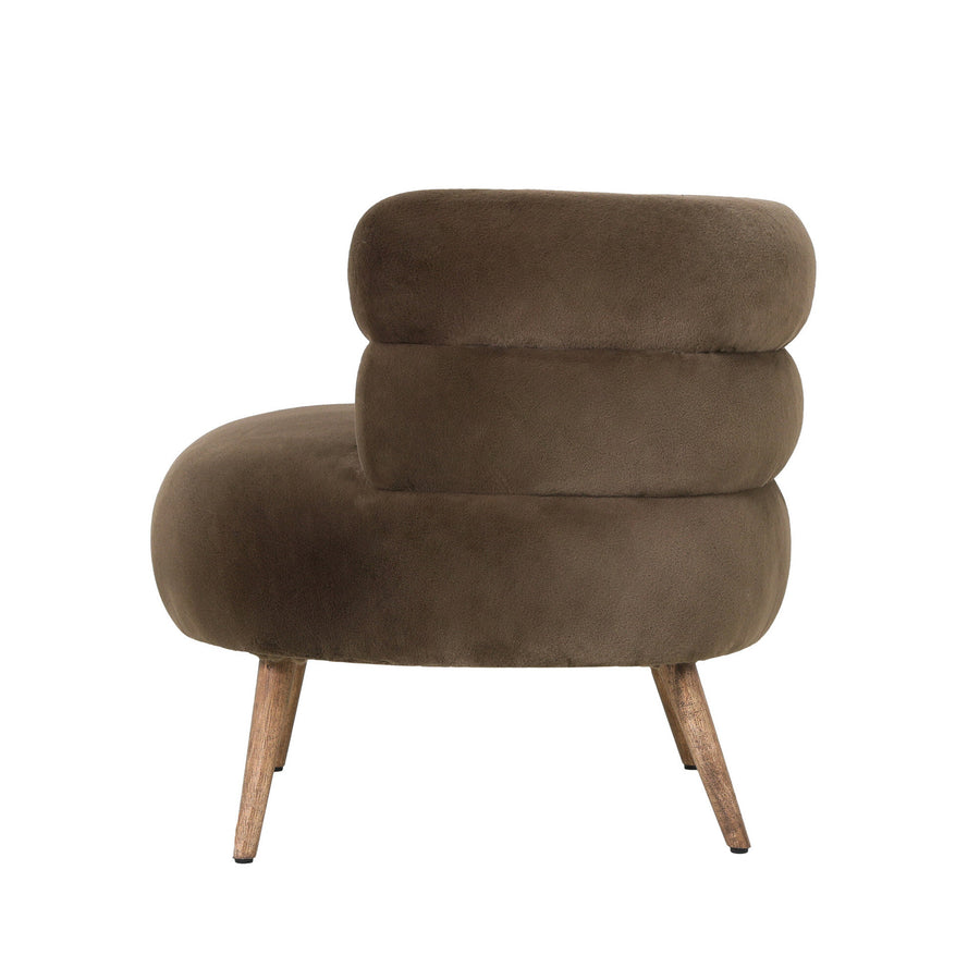 Nelly dark brown fabric fur armchair