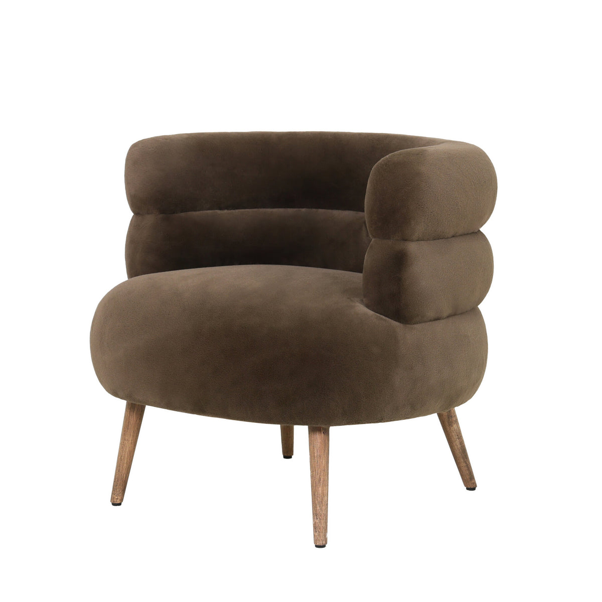 Nelly dark brown fabric fur armchair