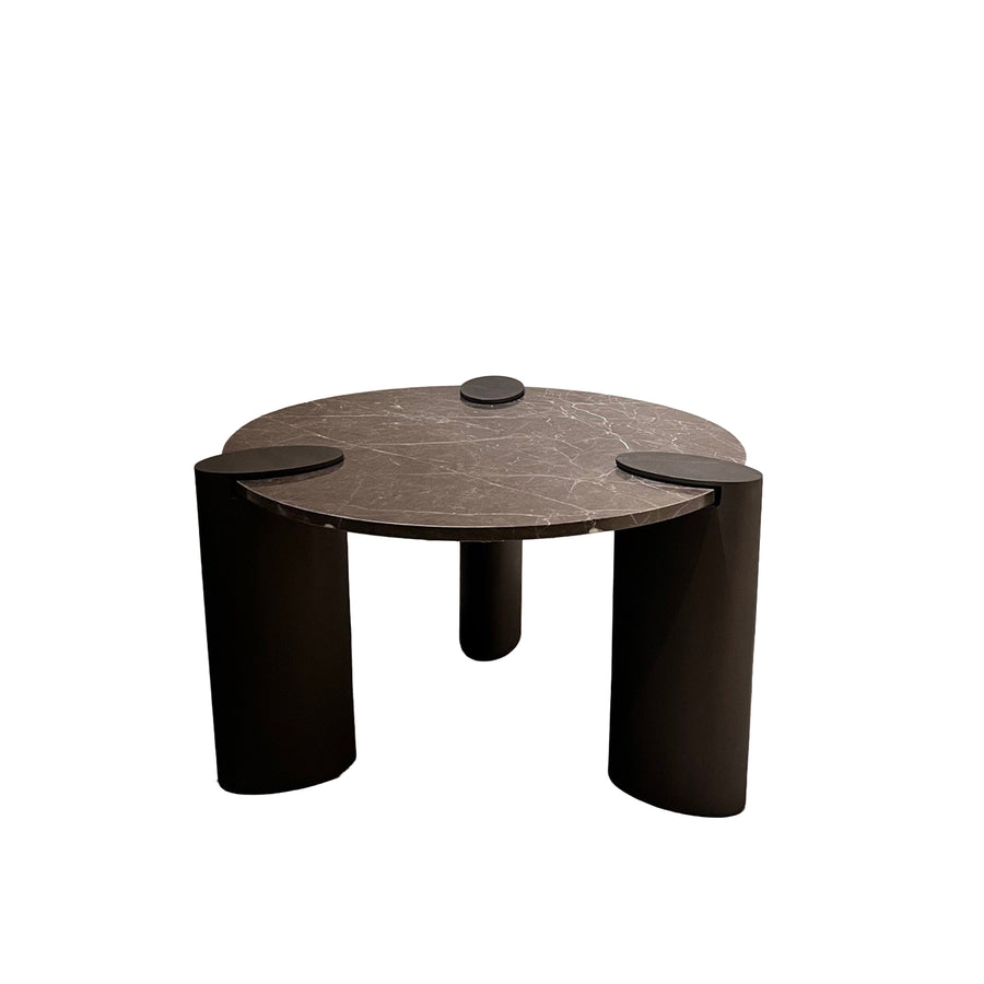 Ora brown marble and metal coffee table, high