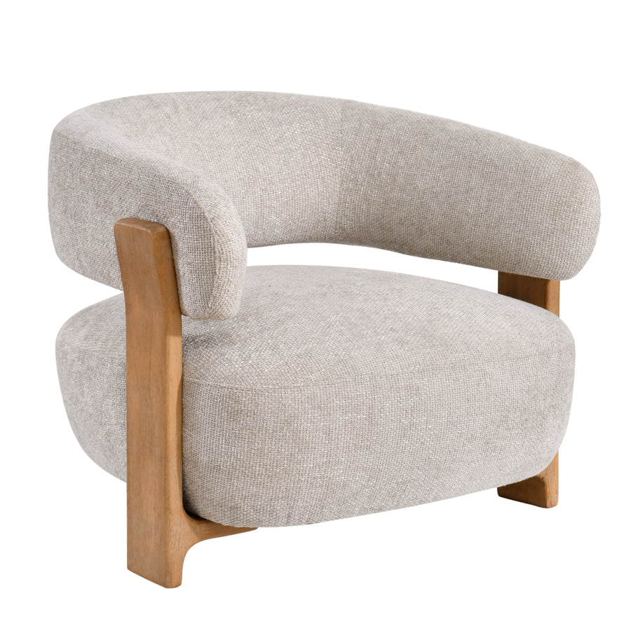 Mire cream armchair with rubberwood legs