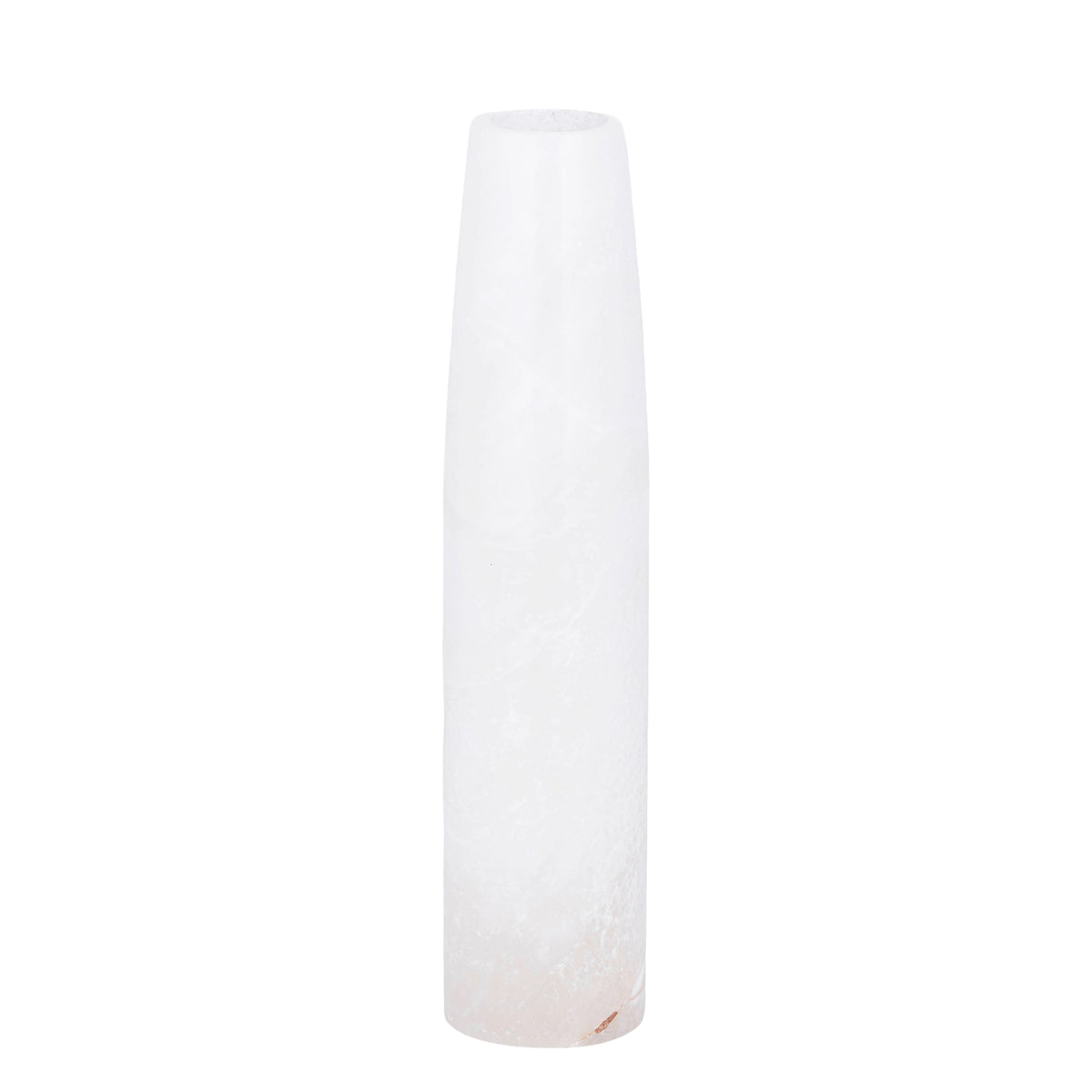 Audin white alabaster high round vase, small