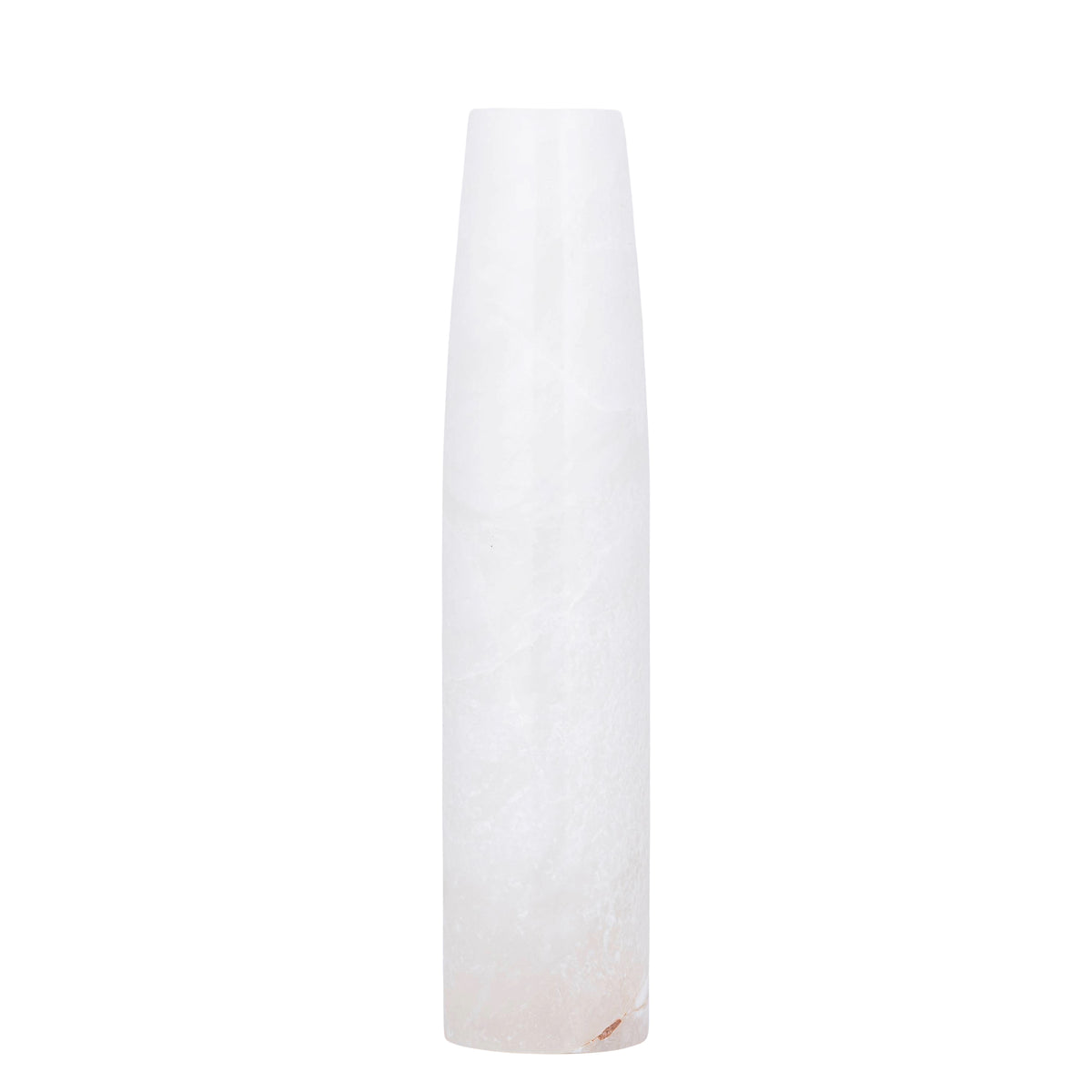 Audin white alabaster high round vase, small