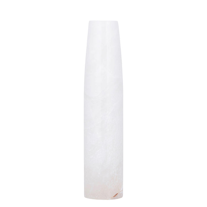 Audin white alabaster high round vase, small