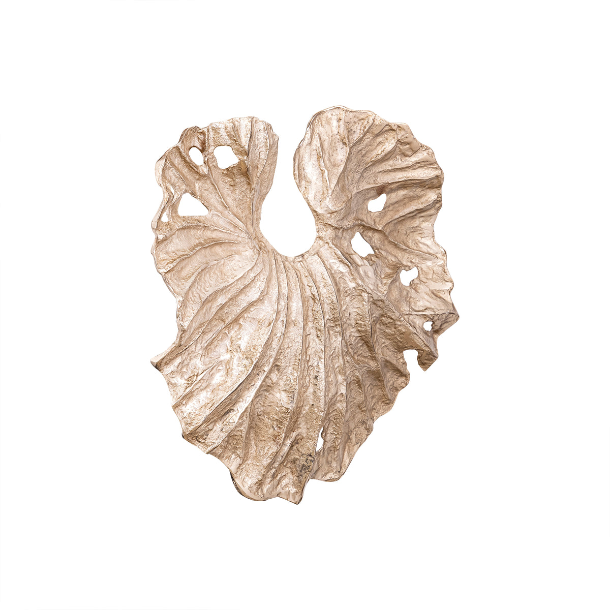 Merial champagne cast aluminium lotus leaf wall panel, medium