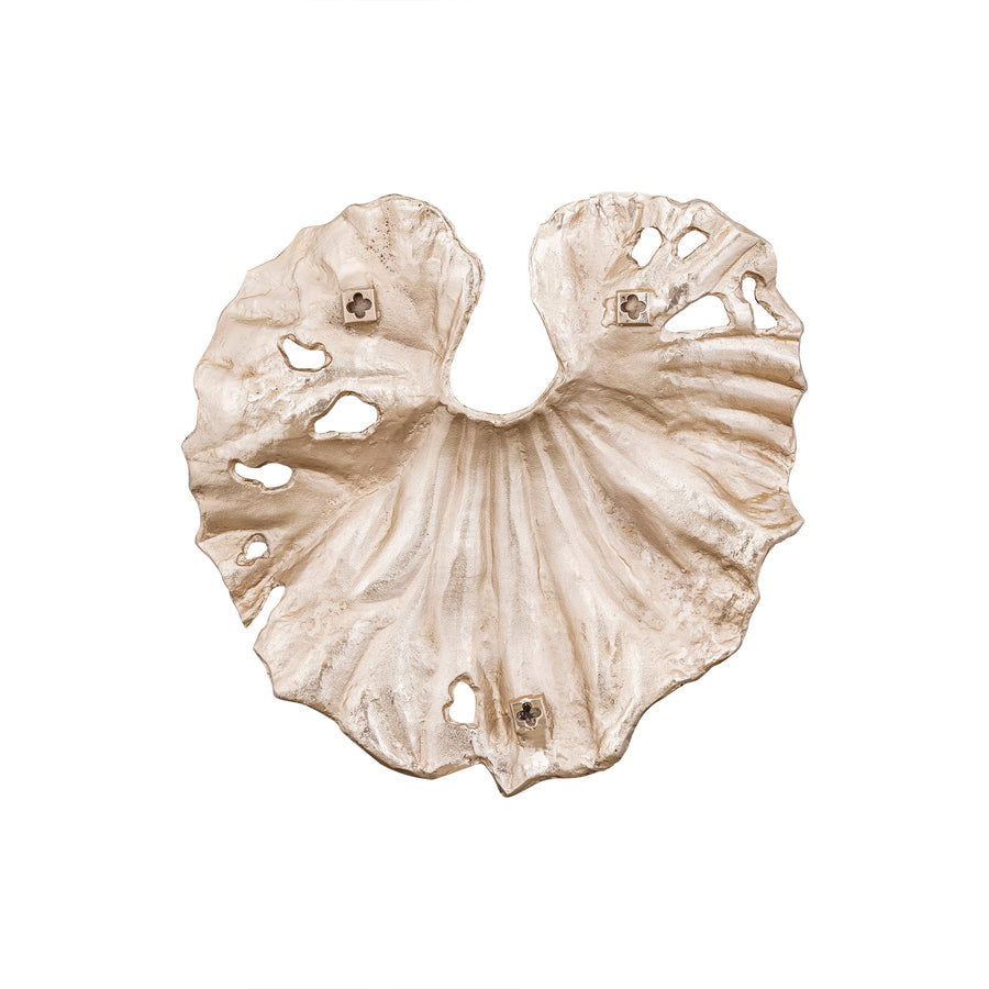 Merial champagne cast aluminium lotus leaf wall panel, medium