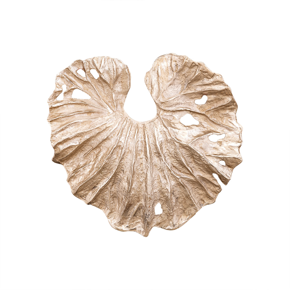 Merial champagne cast aluminium lotus leaf wall panel, medium