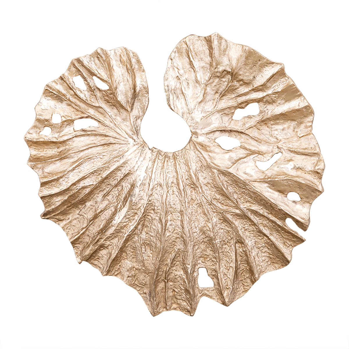 Merial champagne cast aluminium lotus leaf wall panel, large