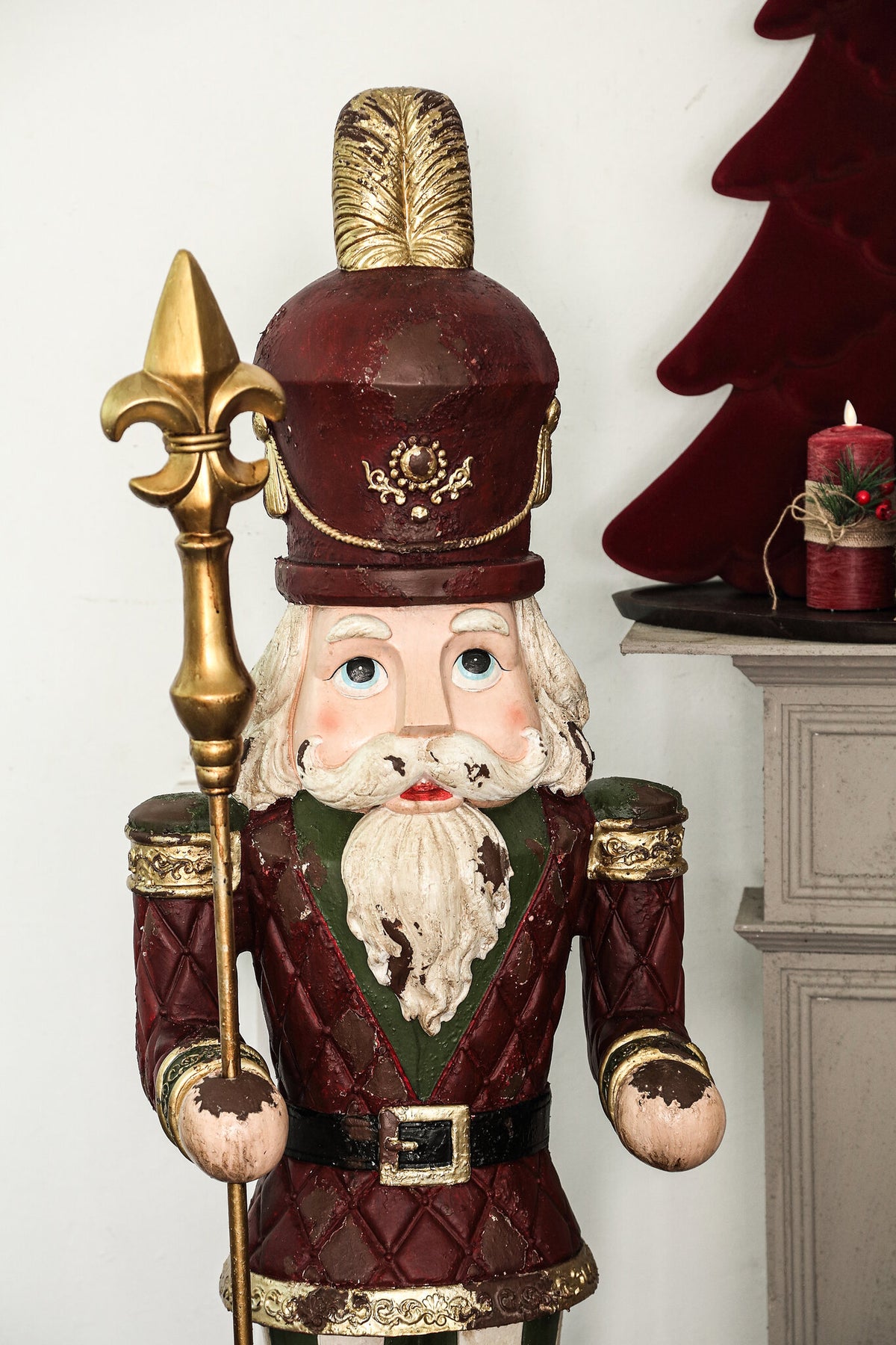 Jolly red MGO large nutcracker statue