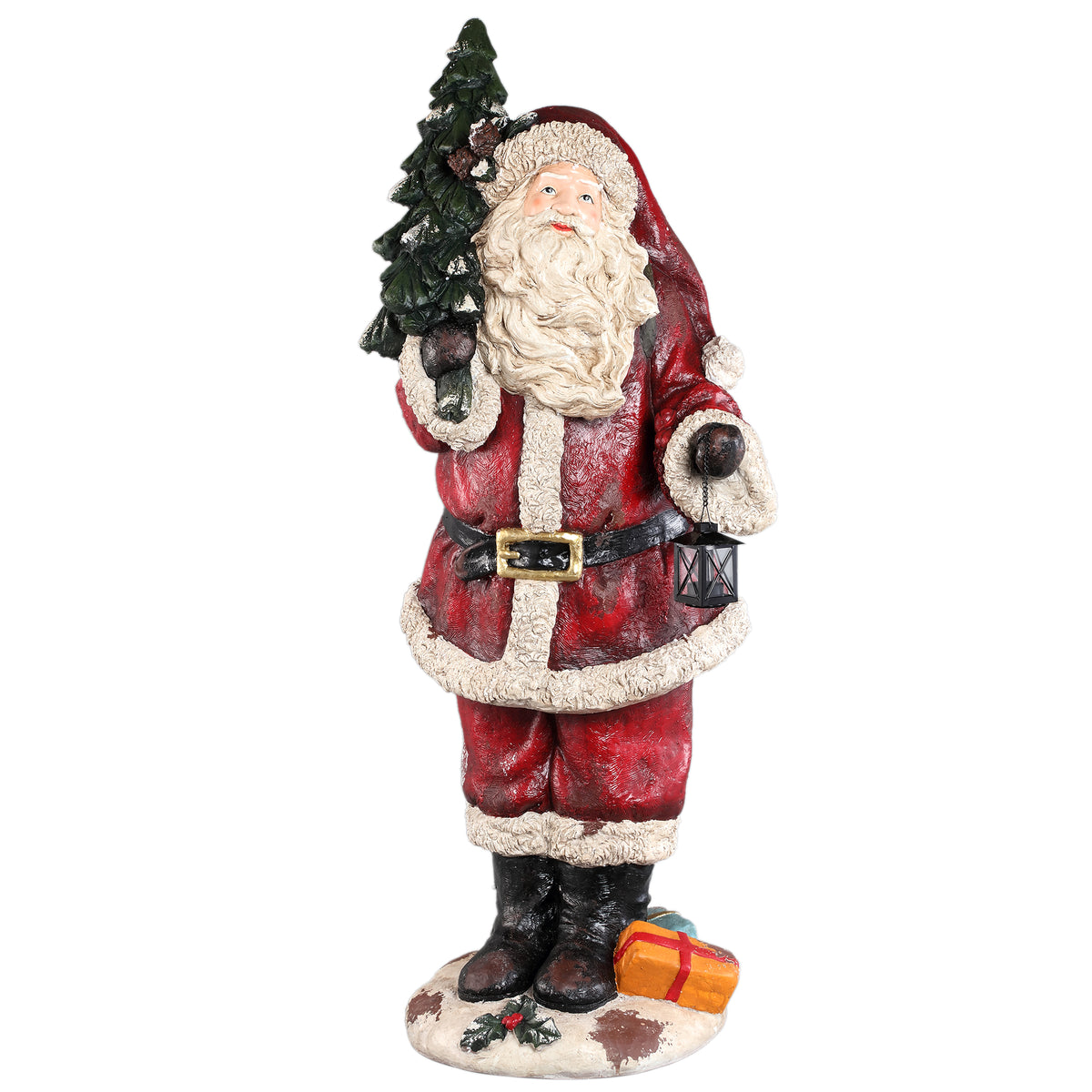 Jolly red MGO large Santa statue with tree