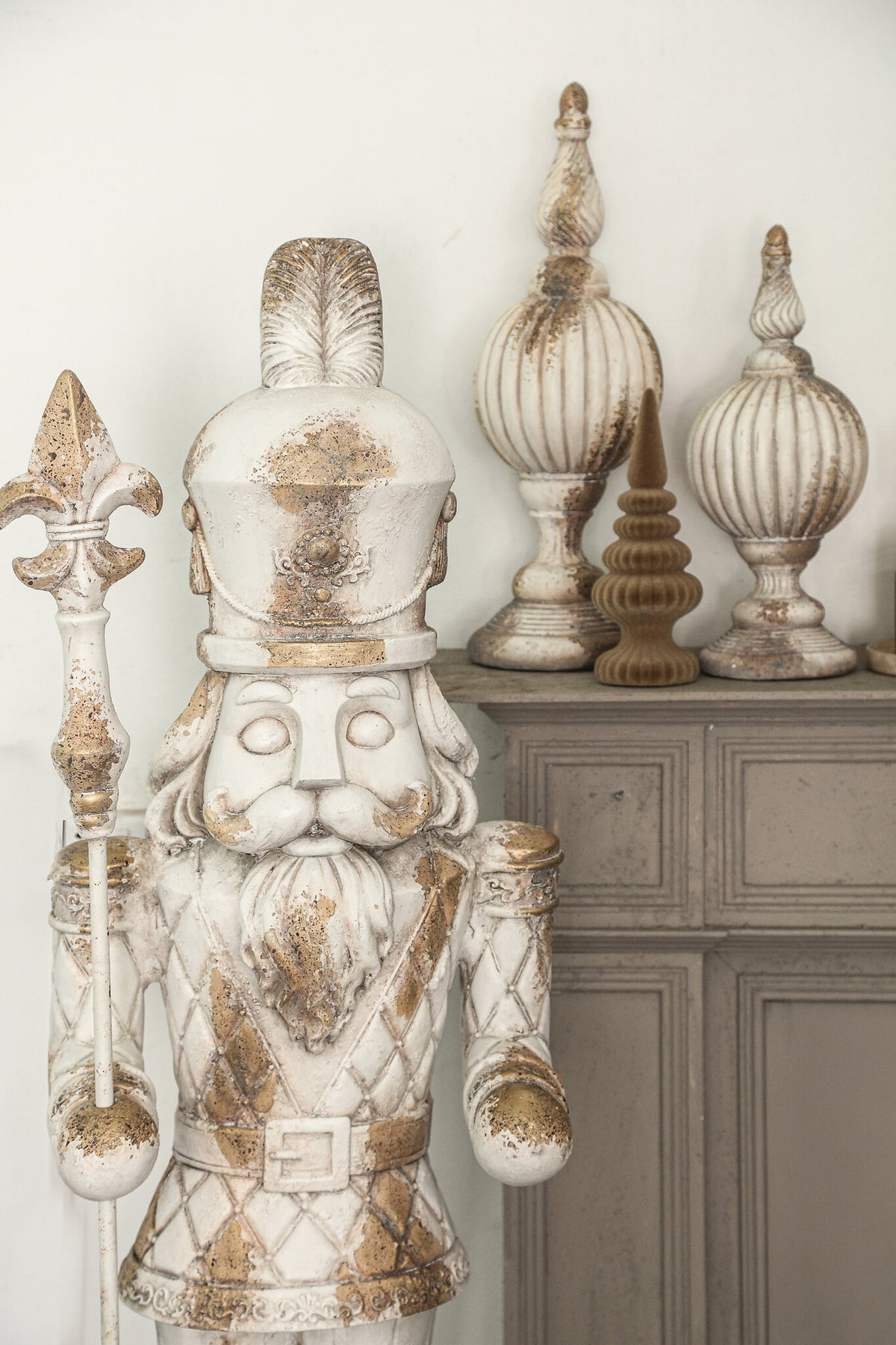 Nicholas white MGO large nutcracker statue