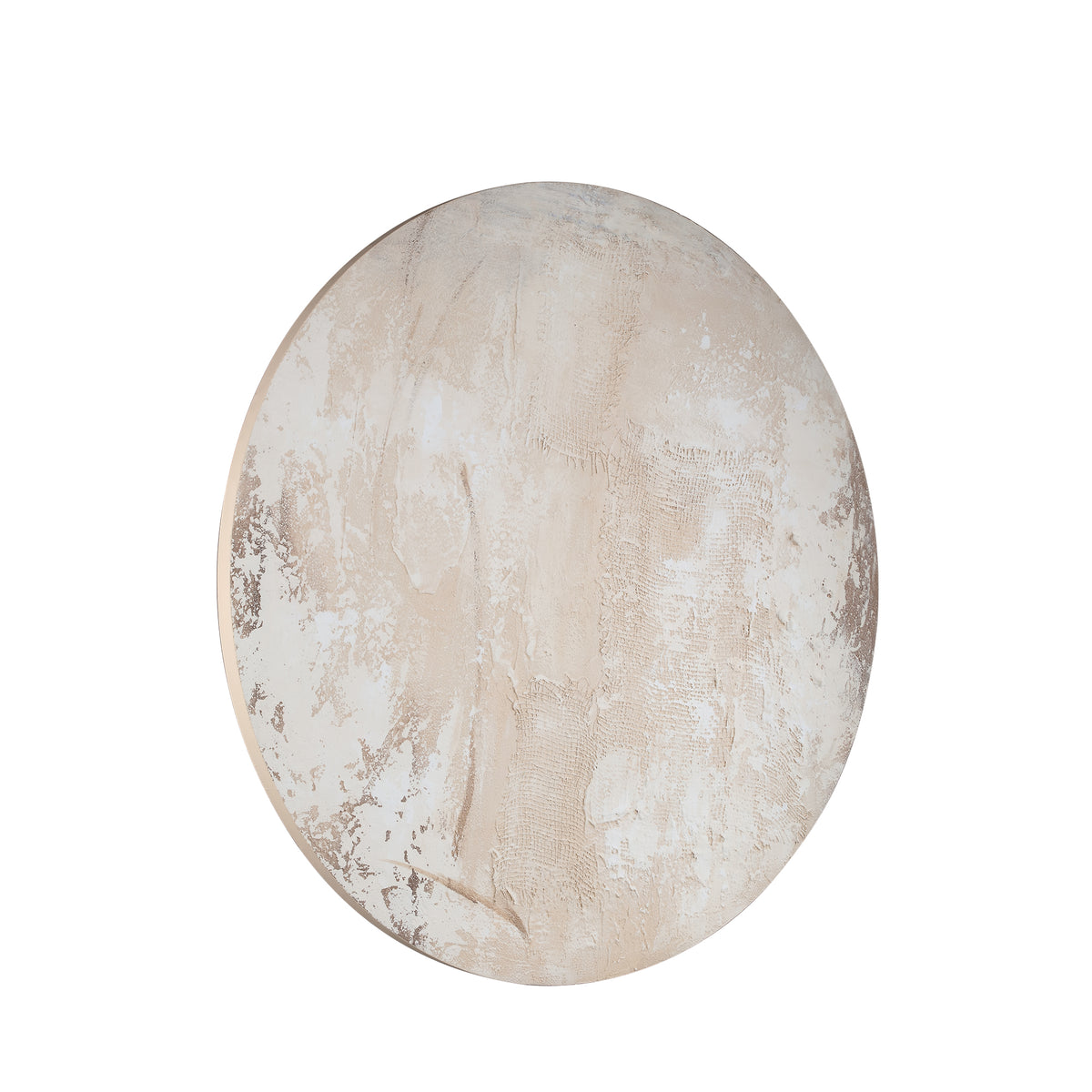 Moti beige textured round fabric wall panel, large