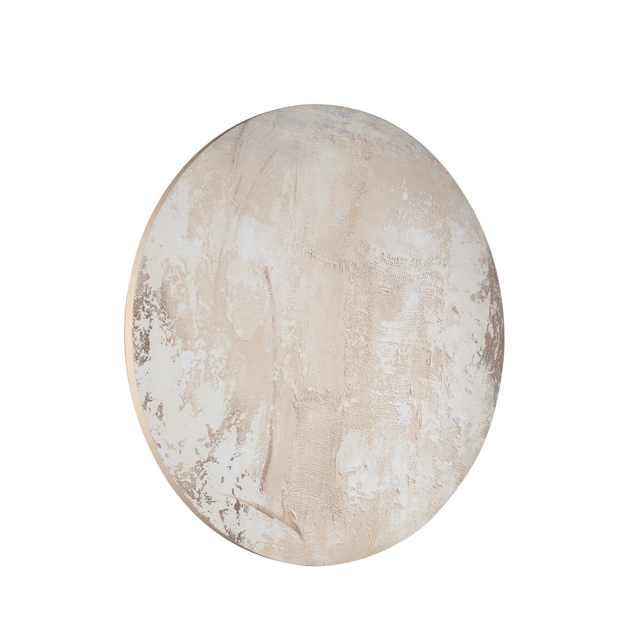 Moti beige textured round fabric wall panel, large
