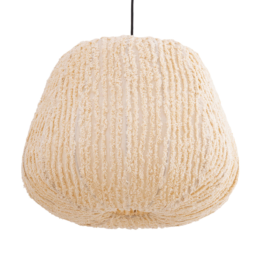 Tayma cream cotton striped pendant light, large
