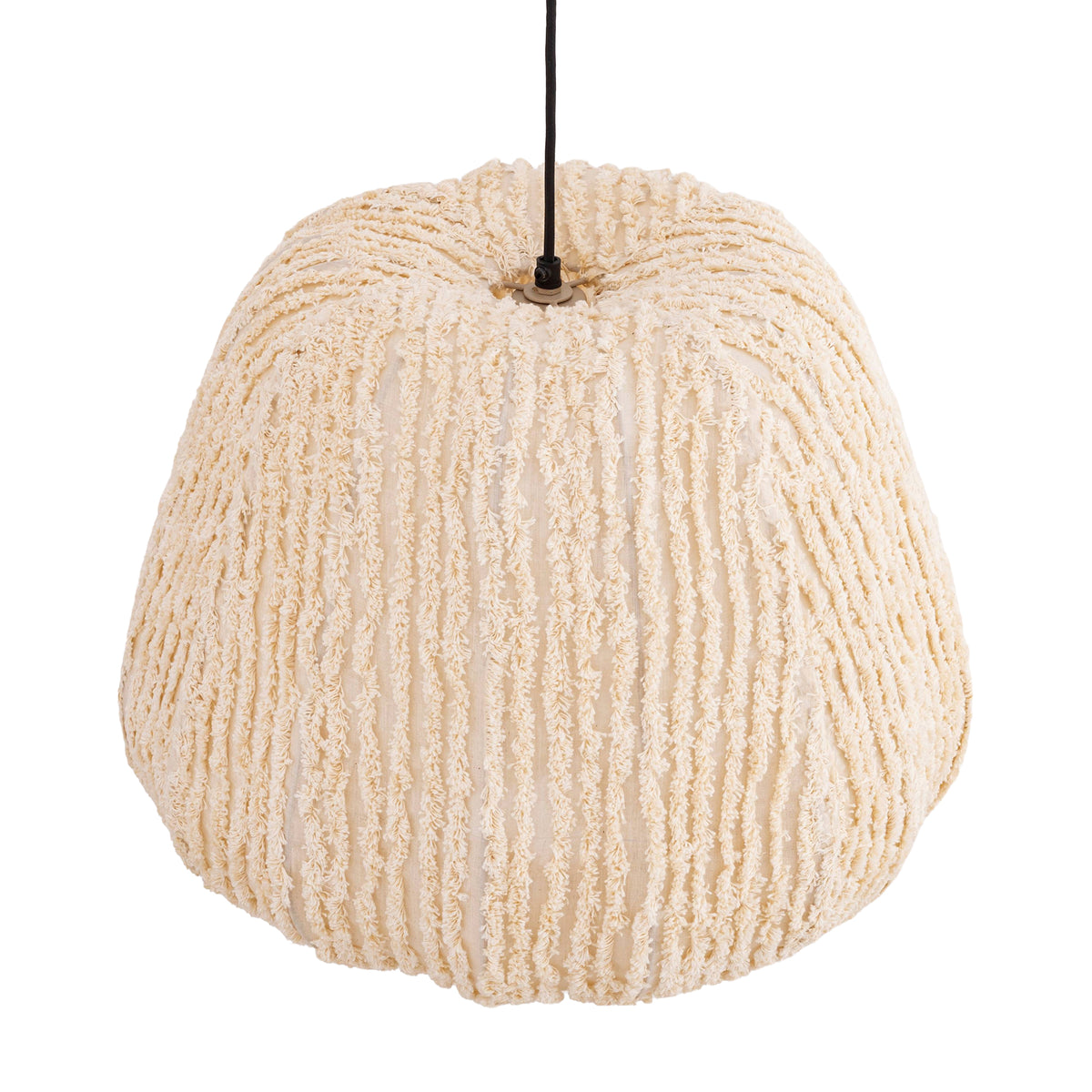 Tayma cream cotton striped pendant light, large