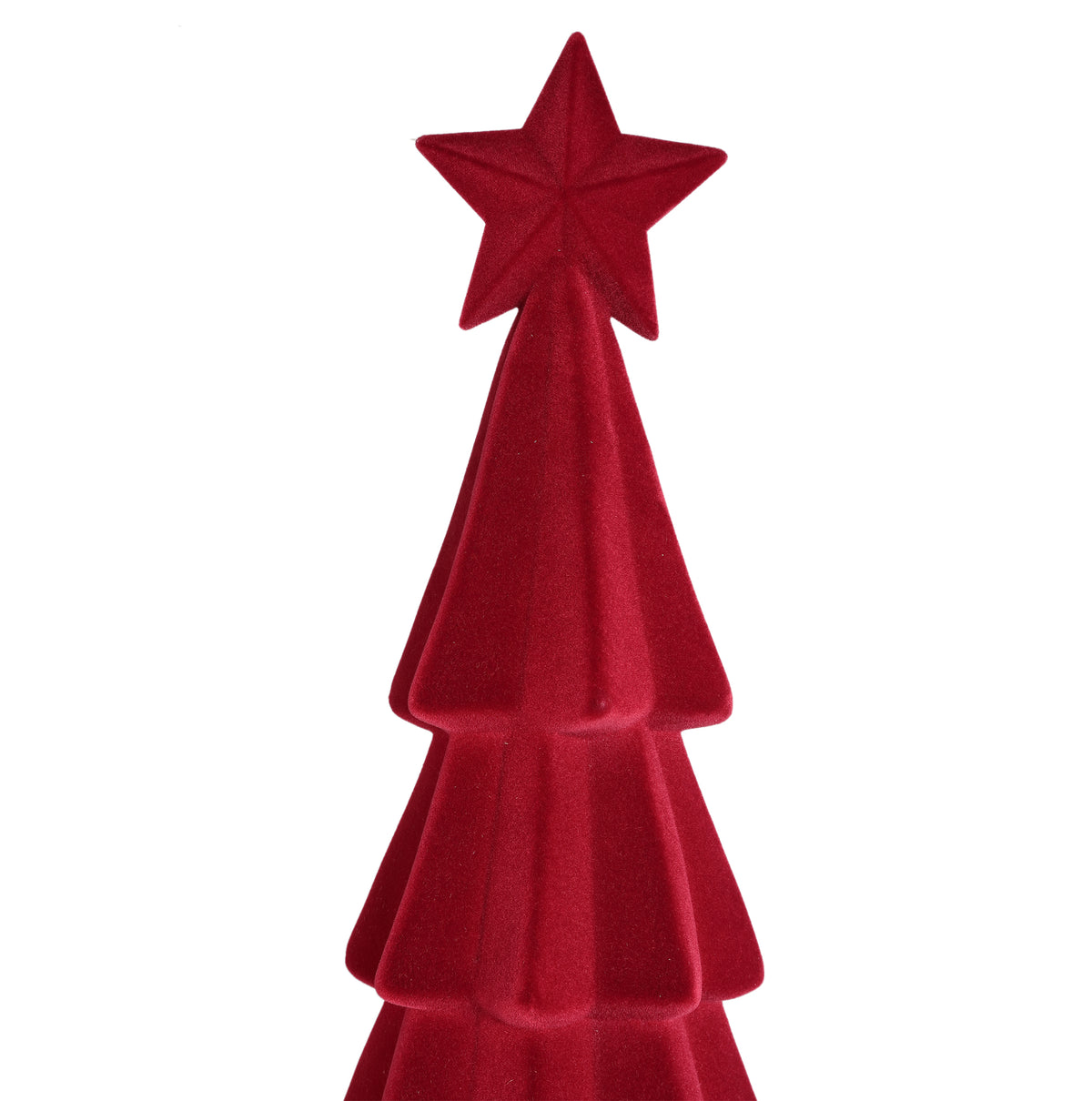 Yule burgundy flocked layered tree statue, large