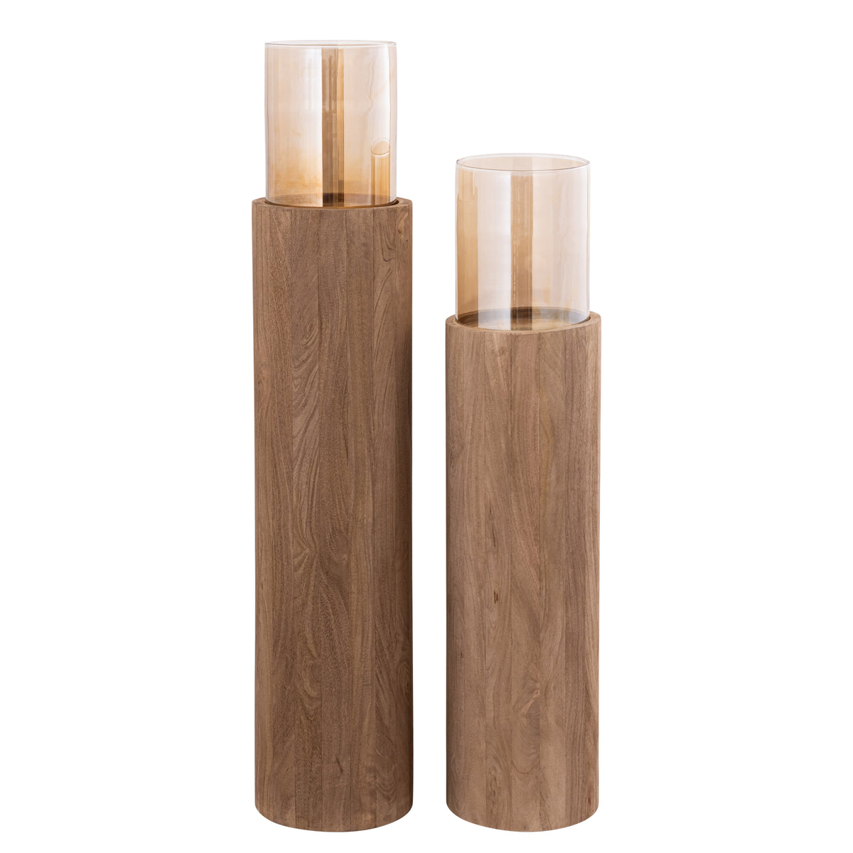Kelvin light brown mango wood floor lantern, large