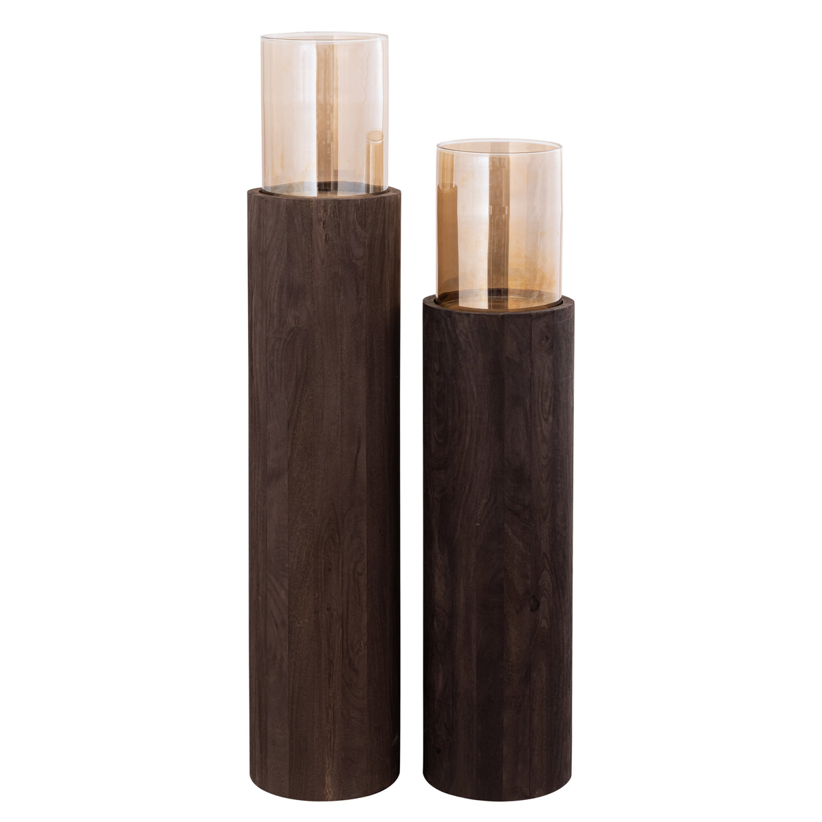 Kelvin dark brown mango wood floor lantern, small