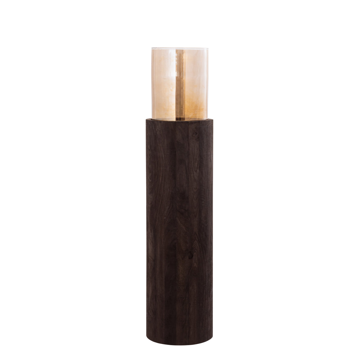 Kelvin dark brown mango wood floor lantern, small