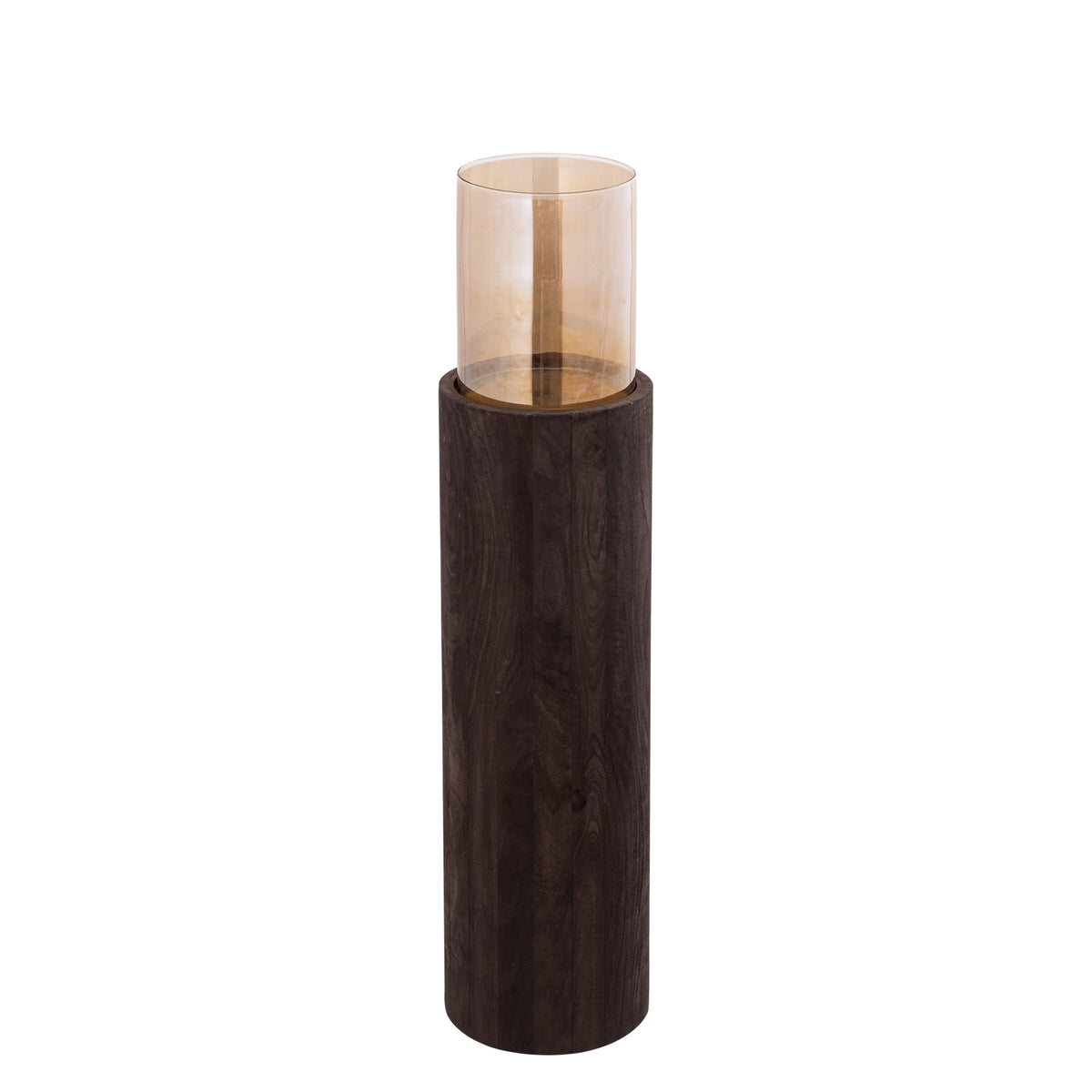 Kelvin dark brown mango wood floor lantern, small
