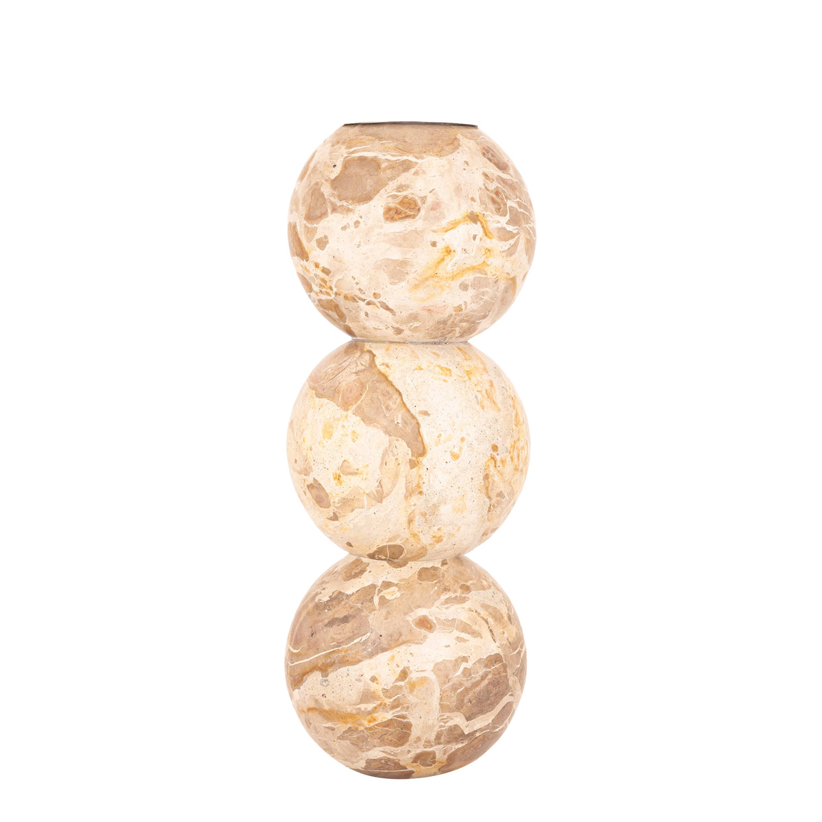 Charly beige marble ball-shaped candle holder, large