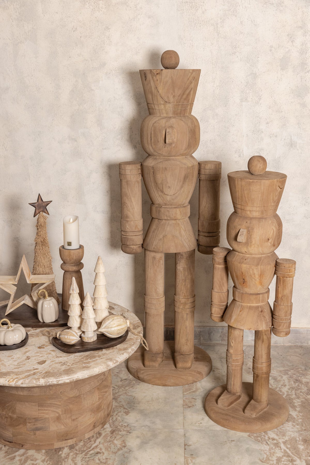 Adam light brown mango wood nutcracker statue