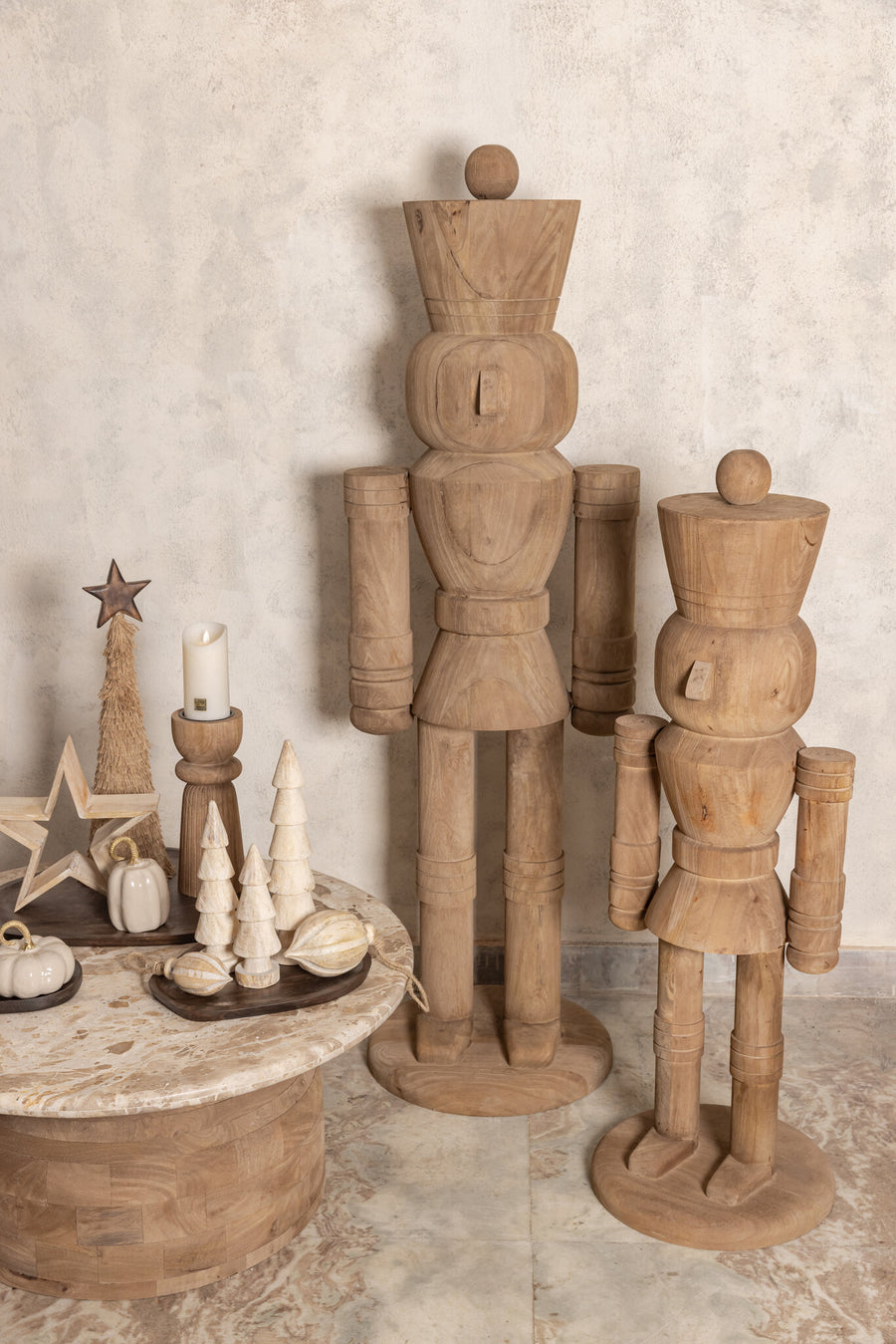 Adam light brown mango wood nutcracker statue