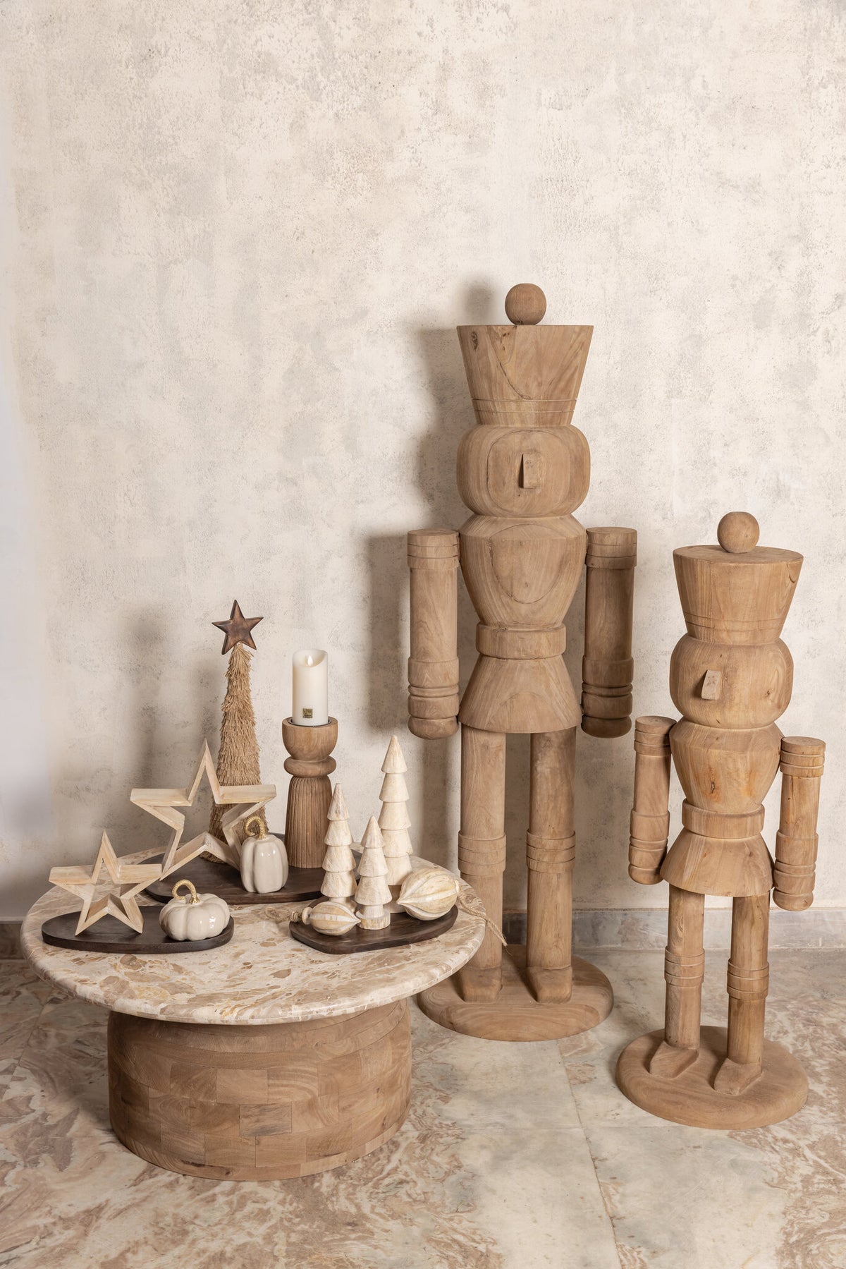 Adam light brown mango wood nutcracker statue