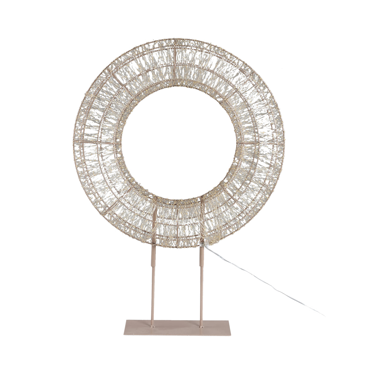 Lexis champagne LED wreath on base, medium, 5000 lights