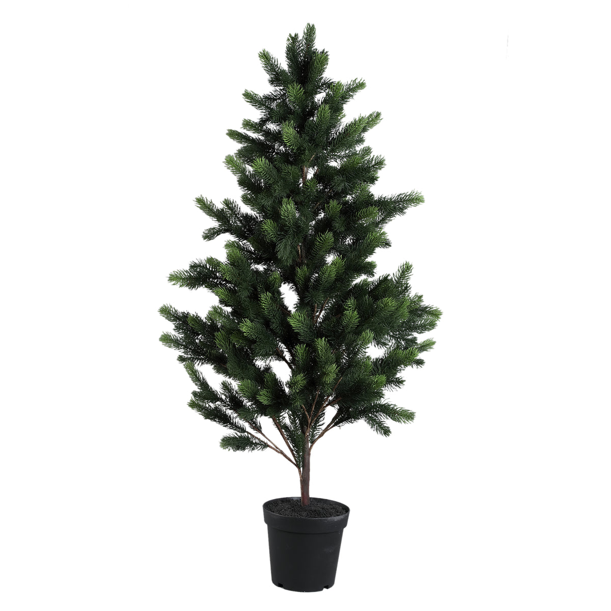 Charlla green faux pine tree in black pot, large