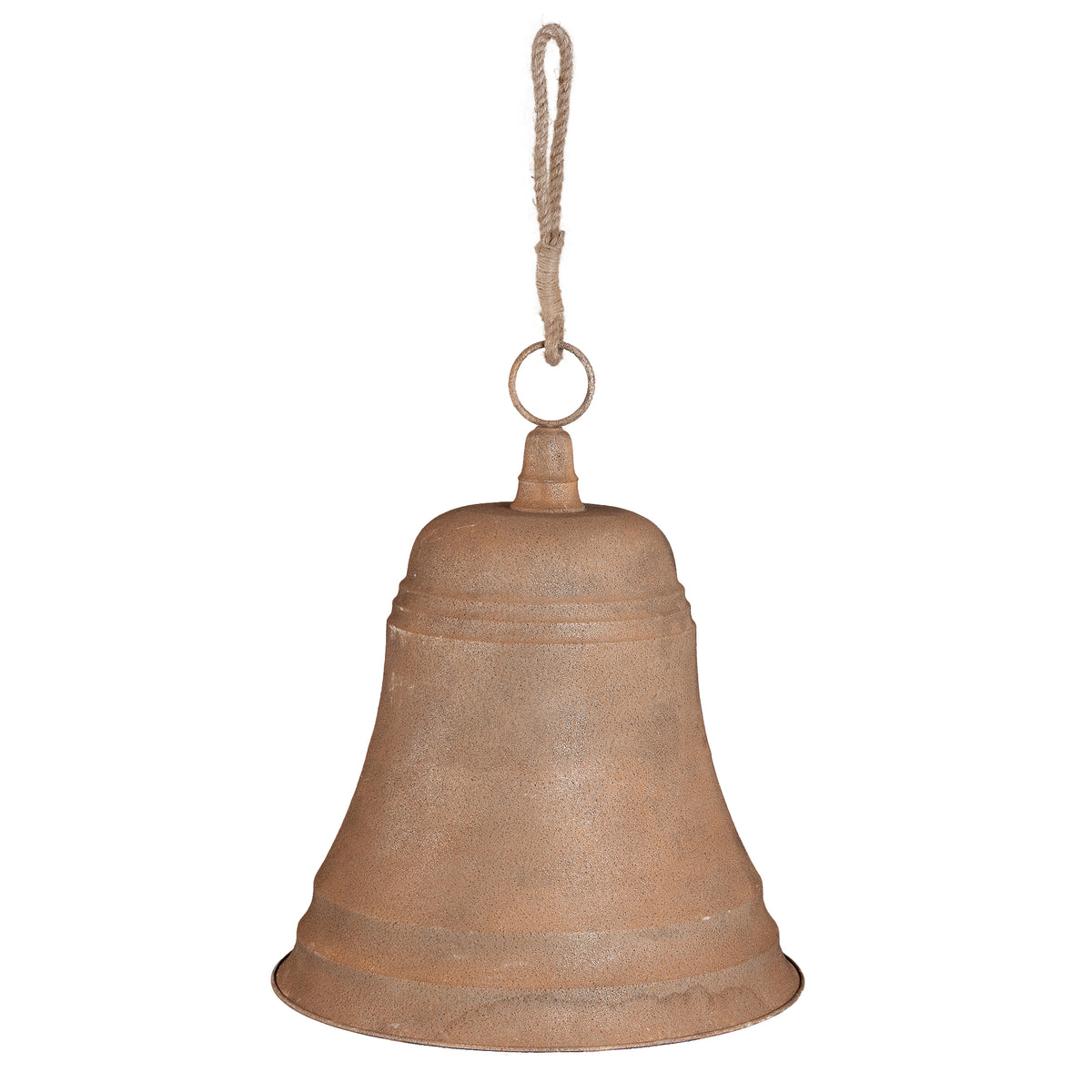 Narvin rust iron hanging bell with rope, extra large