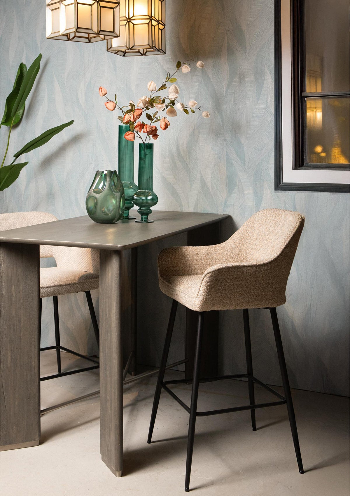 Fal cream upholstered bar stool