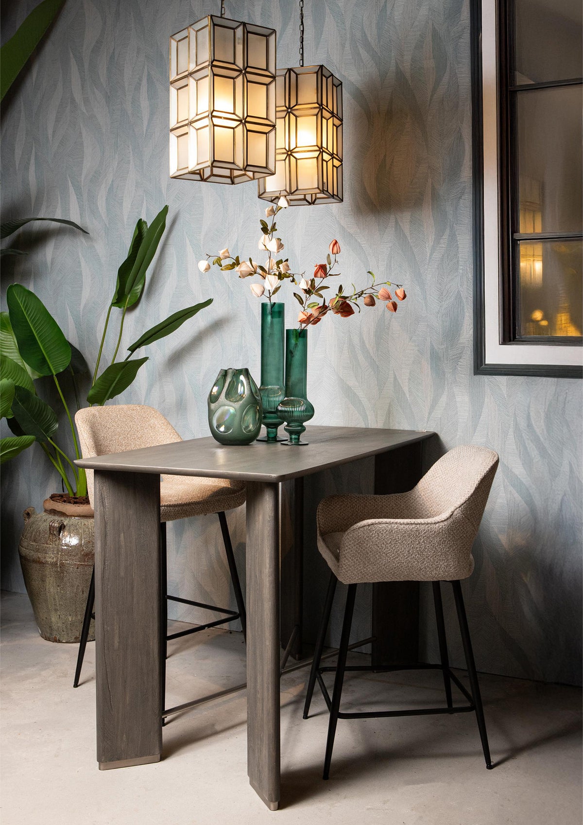Fal taupe upholstered bar stool