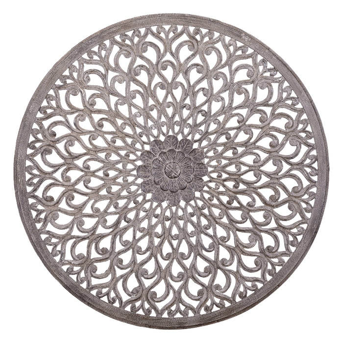Vane Carved Round Wall Panel - Dark Grey