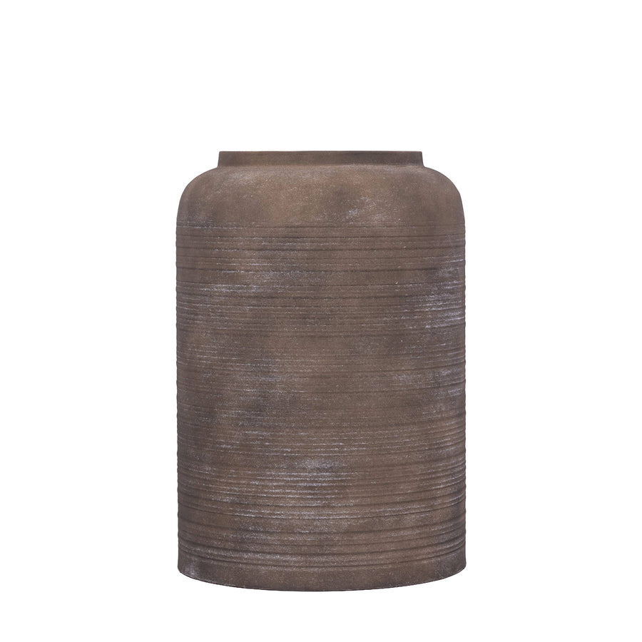 Lavada dark brown iron planter, high