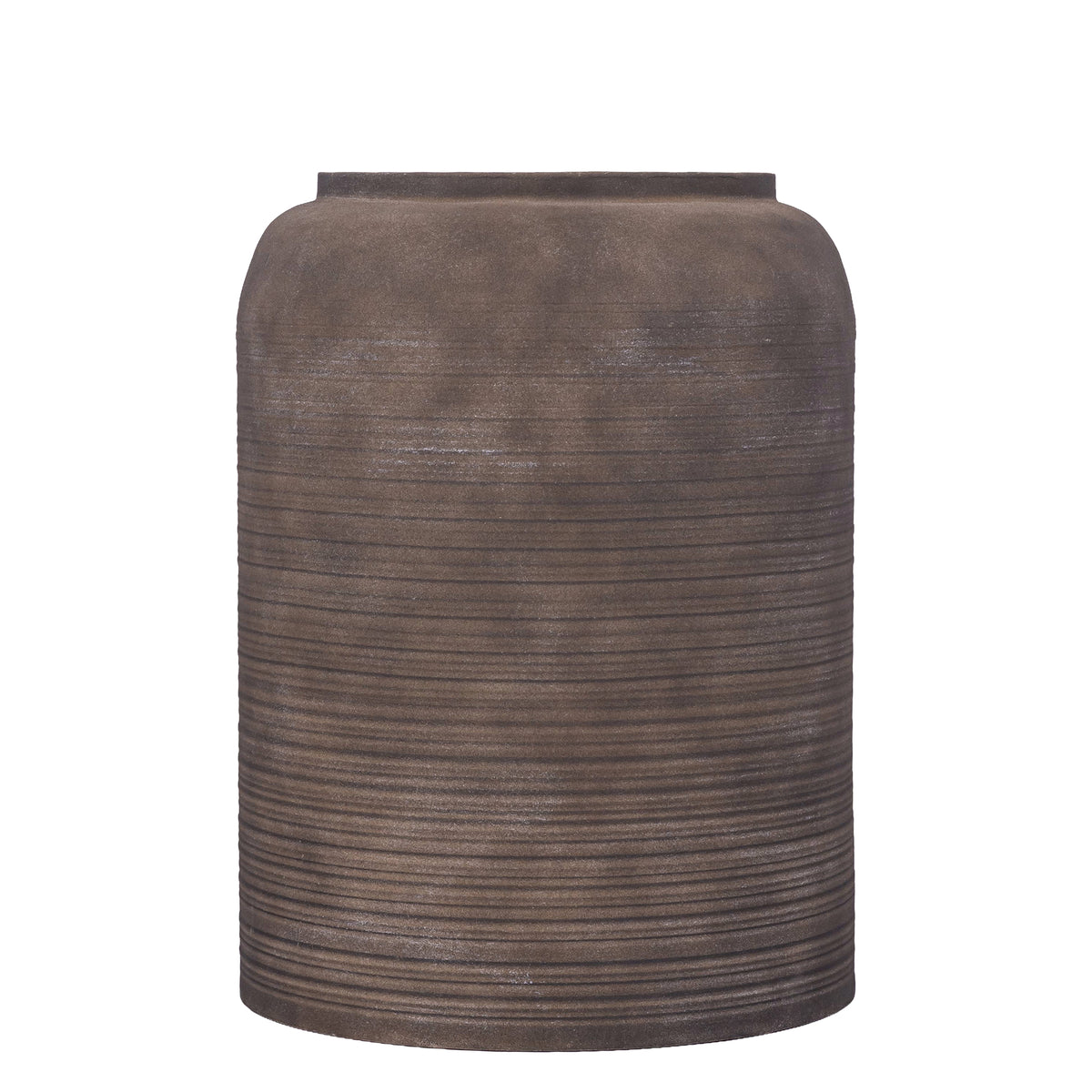 Lavada dark brown iron planter, high, large