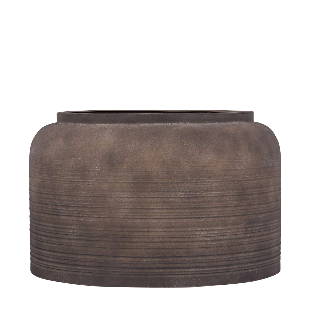 Lavada dark brown iron planter, low