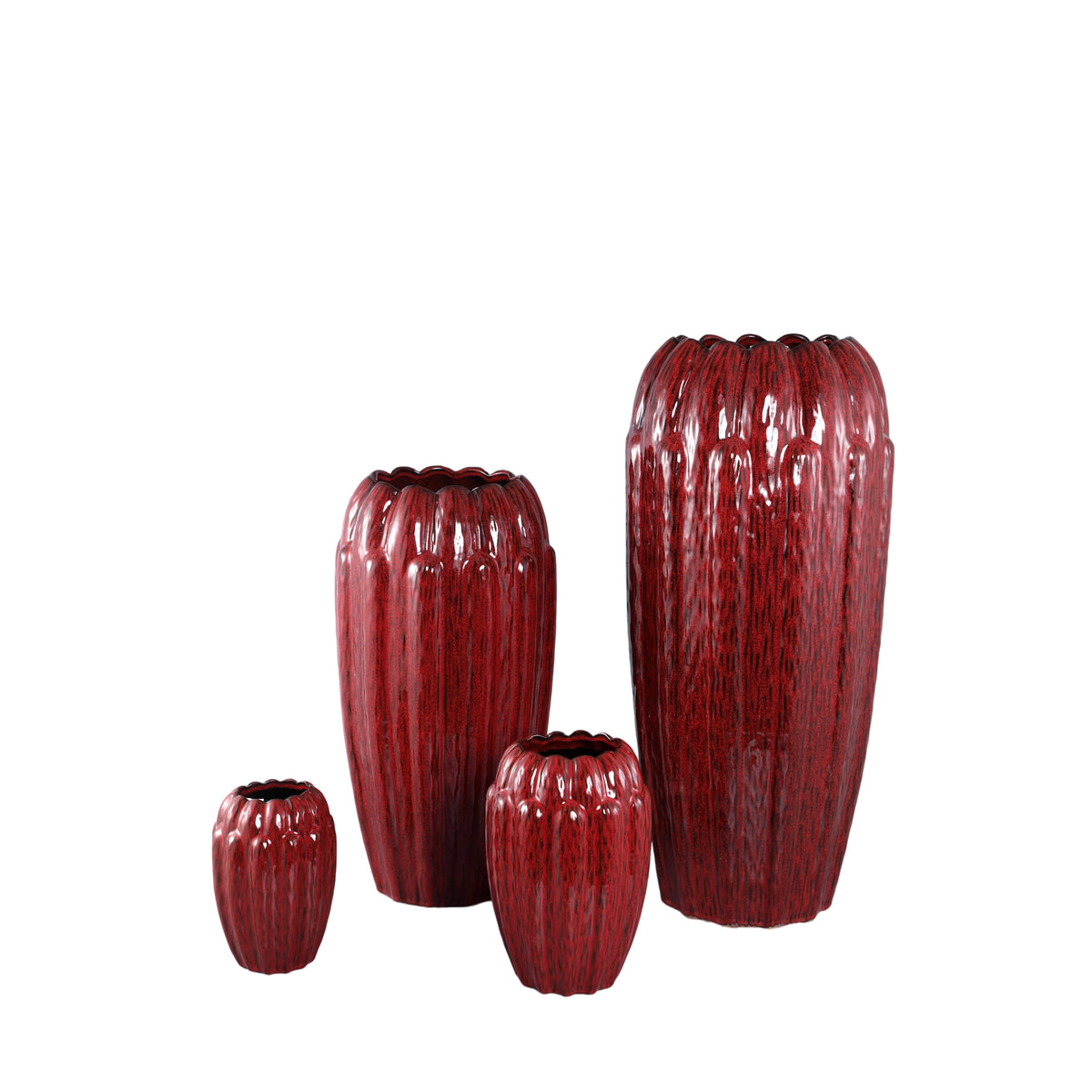 Bentz red ceramic planter, high