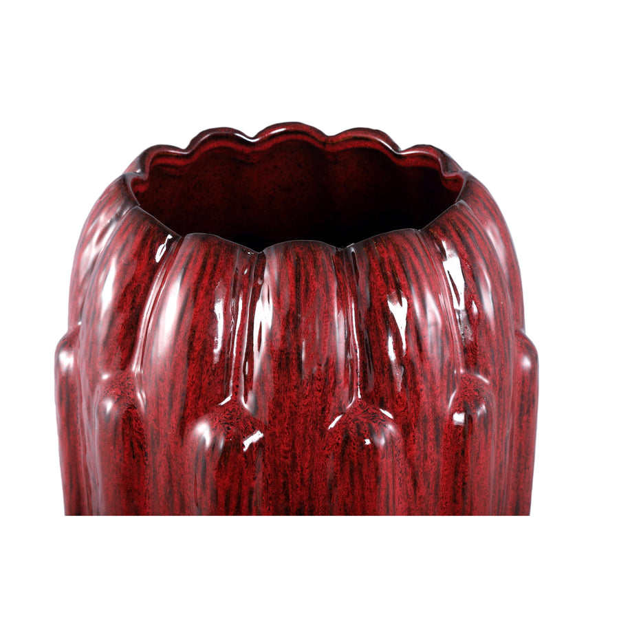 Bentz red ceramic planter, high