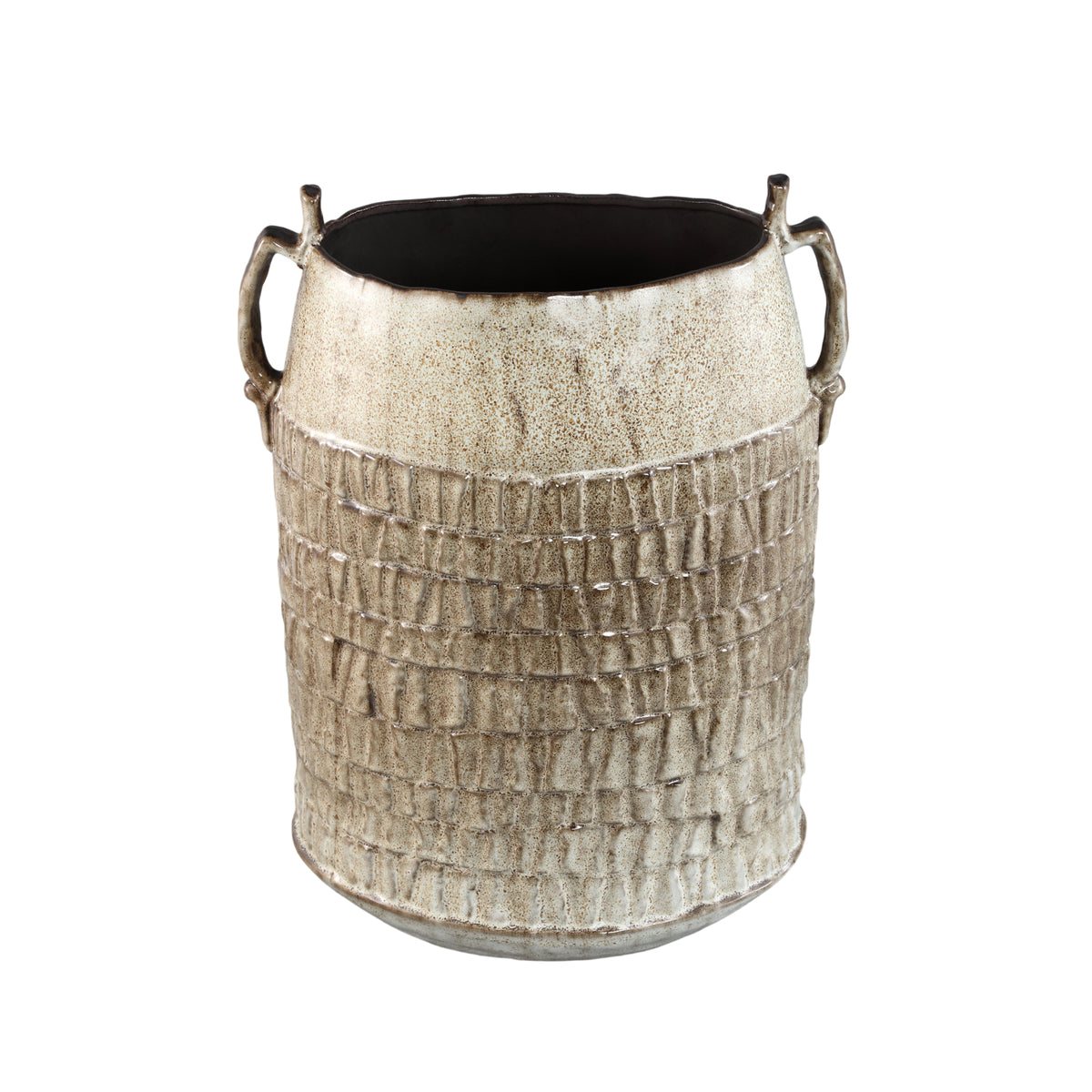 Telise beige ceramic vase, amphora shape with two handles