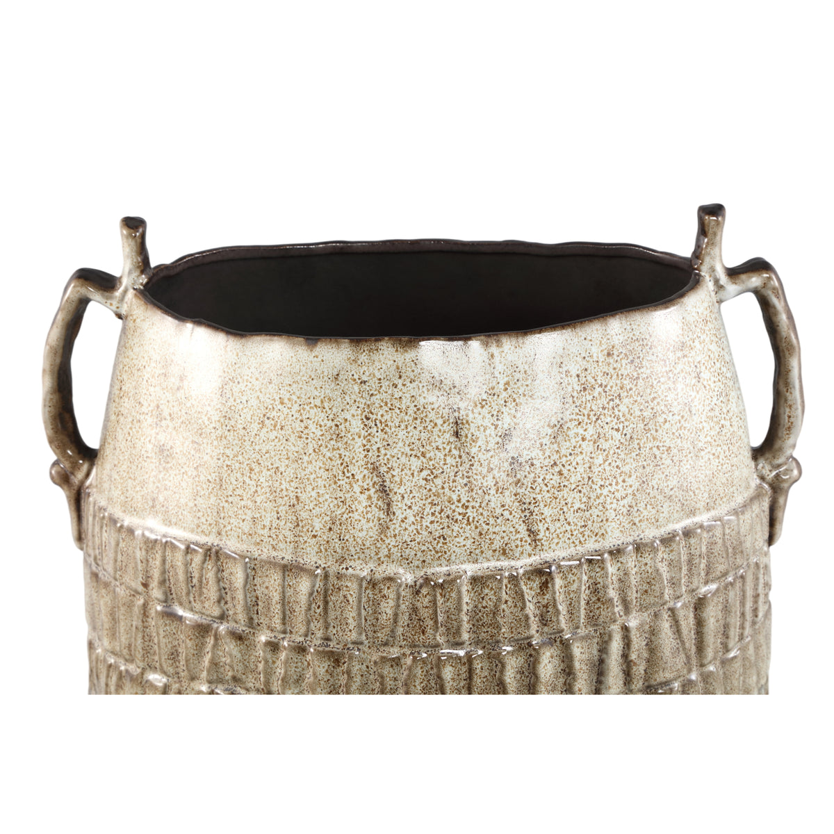 Telise beige ceramic vase, amphora shape with two handles