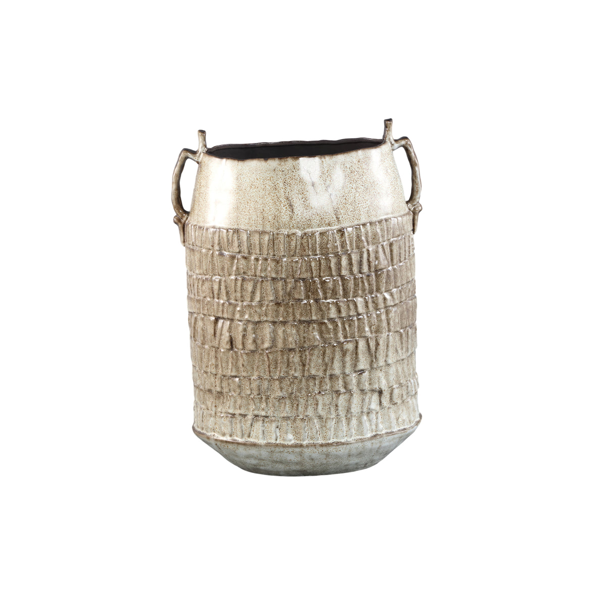 Telise beige ceramic vase, amphora shape with two handles