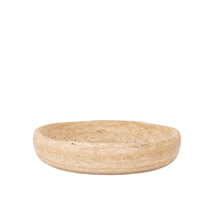 Zae beige rough travertine round bowl